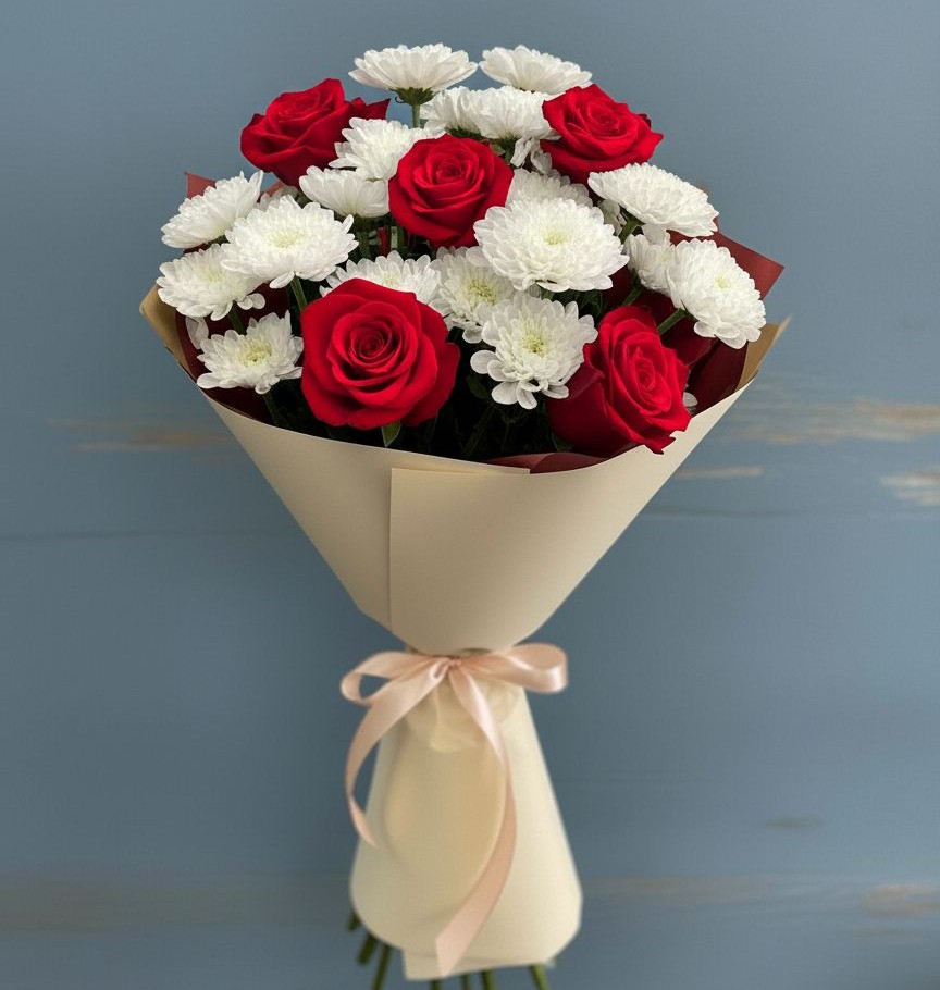 Букет цветов из: Розы и Хризантемы в Партизан