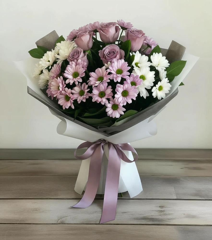 Букет цветов из: Хризантемы и Розы в Партизан