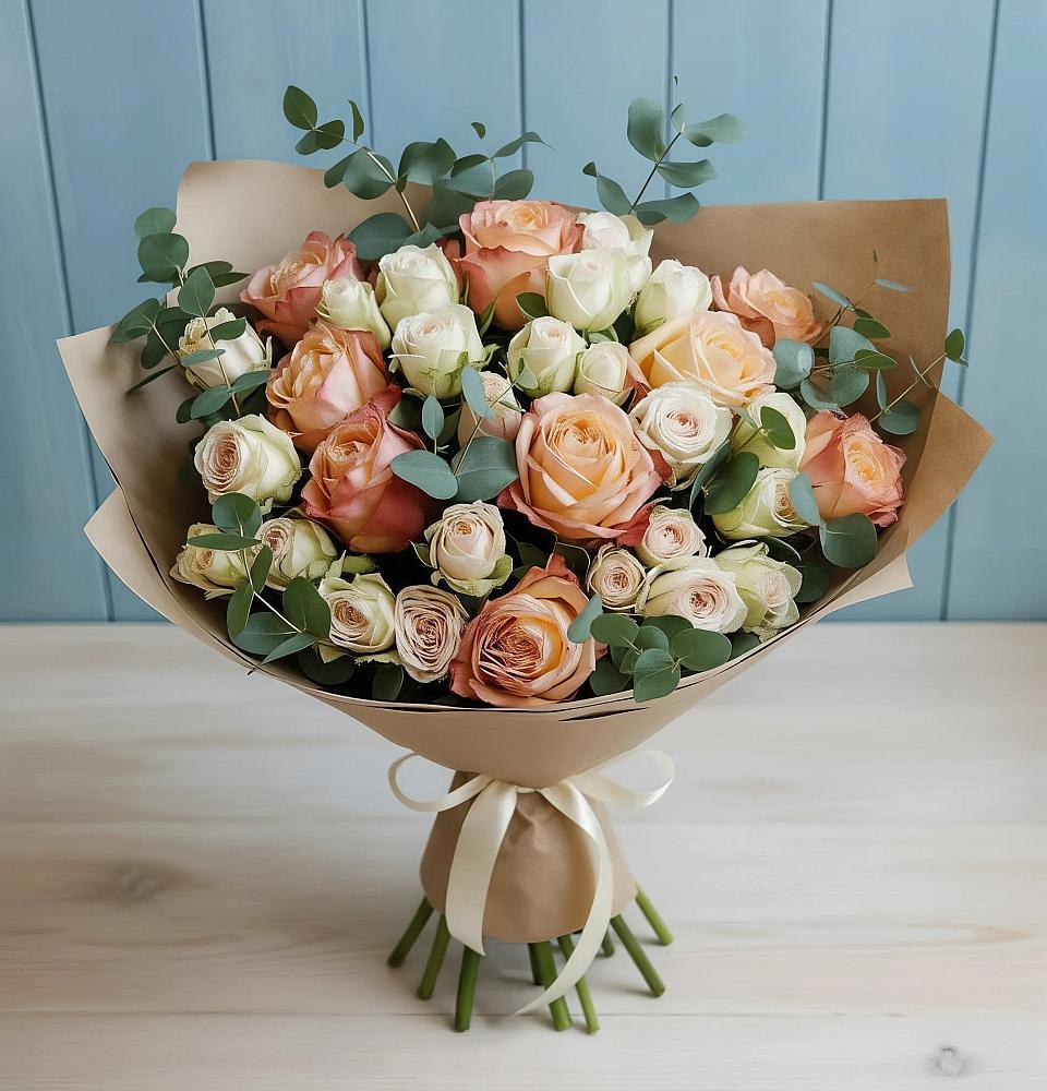 Букет цветов из: Альстромерии и Розы в Партизан