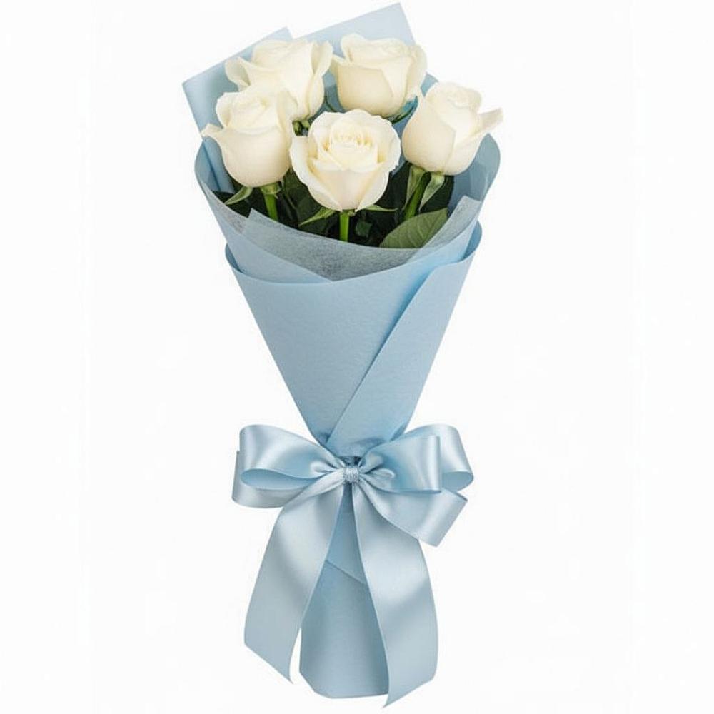 Букет 5 Белых роз Проуд в Партизан