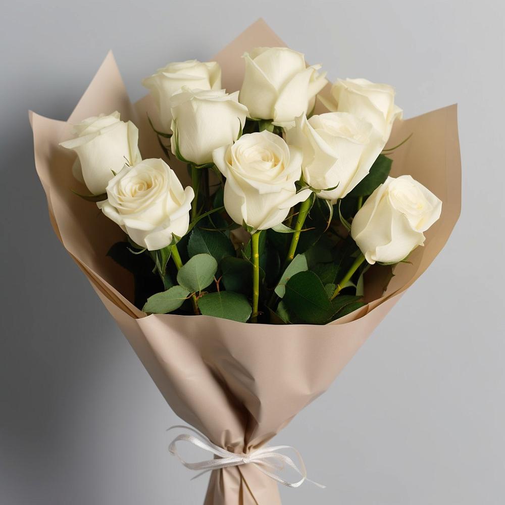 Букет 9 Белых роз Эдлесс Лав в Партизан