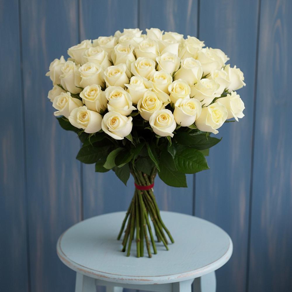 Букет 51 Белая роза Эдлесс Лав в Партизан