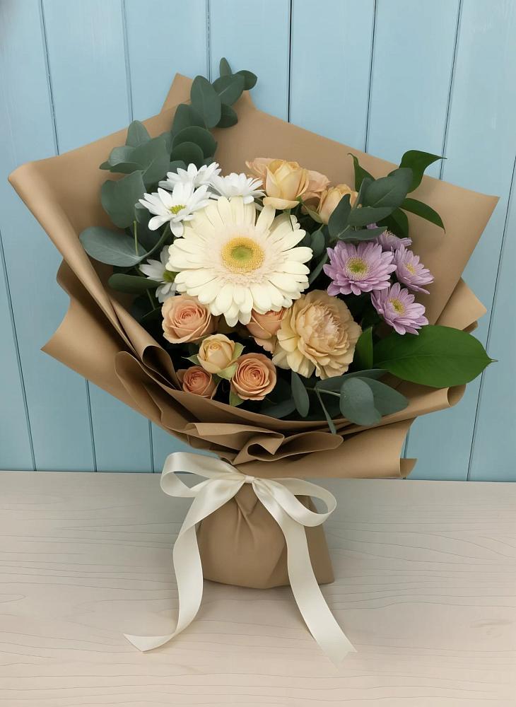 Букет цветов из: Герберы и Хризантемы в Партизан