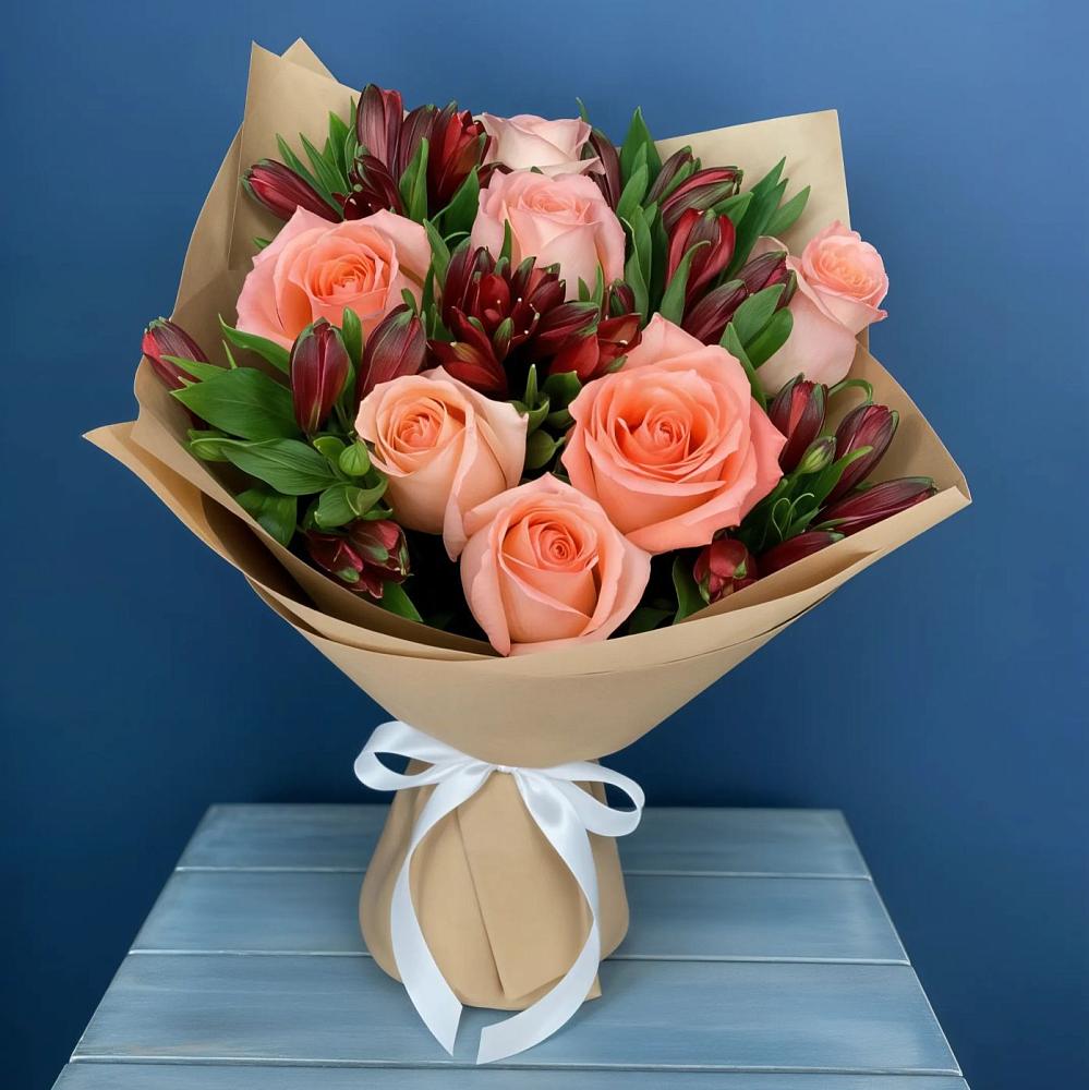 Букет цветов из: Розы и Альстромерии в Партизан