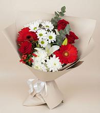 Букет цветов из:  Розы, Хризантемы, Герберы и Лилии в Партизан