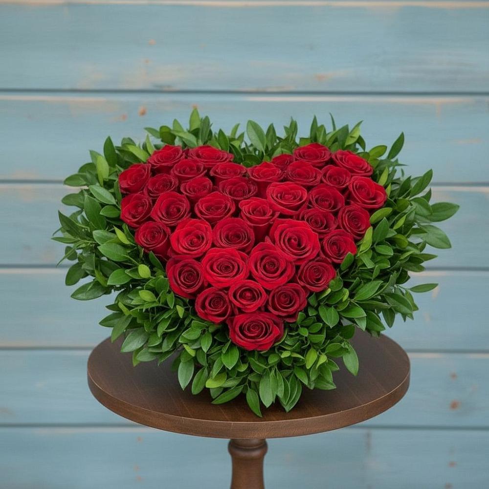 Цветочная композиция из Розы в виде сердца в Партизан