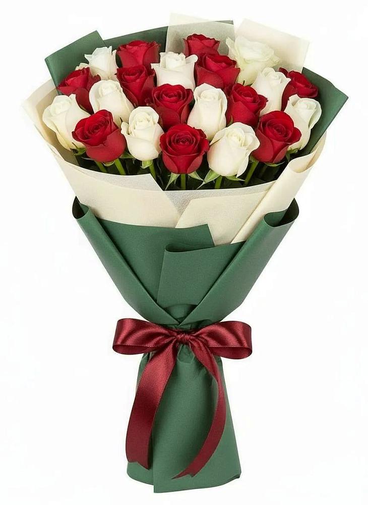 Букет Микс из красных и белых роз в Партизан