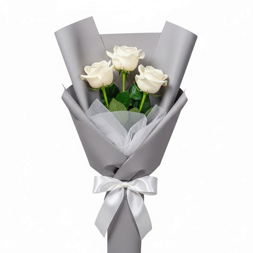 Букет 3 белые розы в Партизан
