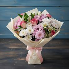 Букет цветов из:  Хризантемы, Альстромерии и Розы в Партизан