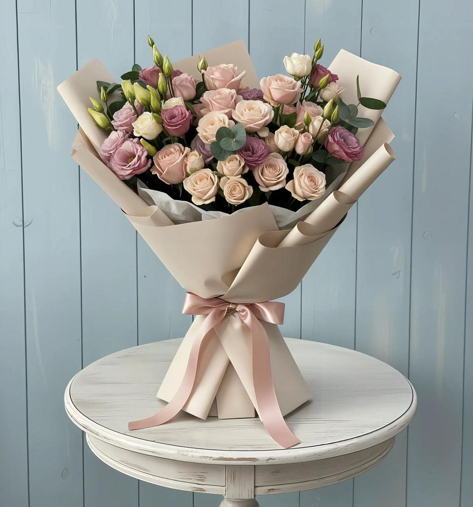 Букет цветов из: Розы и Лизиантусы в Партизан