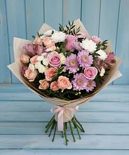 Букет цветов из:  Хризантемы, Розы и Альстромерии в Партизан