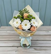 Букет цветов из:  Герберы, Розы и Хризантемы в Партизан