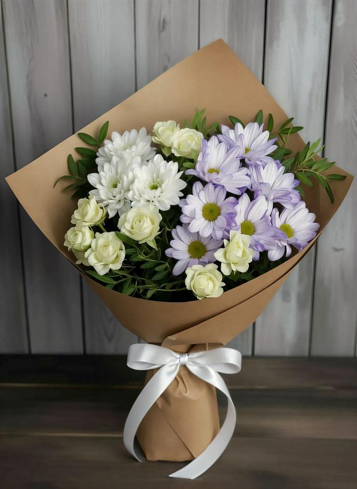 Букет цветов из: Хризантемы и Розы в Партизан